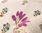 AC Dohar Bedsheet Set – King Size Cotton AC Dohar/Comforter with 2 Pillow | Ivory Floral & Bird Embroidery, Lightweight All-Season Blanket