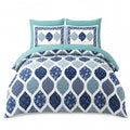 Ajrak Print Cotton Bedsheet Cotton Double Bedsheet with 2 Pillow Covers | Indigo Blue Moroccan Ogee Design | King Size