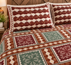 Sudhisutra Bagru Gold Hand Block Print King Size Cotton Bedsheet (108x108") with 2 Pillow Covers | Rajasthani Jaipuri Print