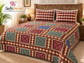 Sudhisutra Bagru Gold Hand Block Print King Size Cotton Bedsheet (108x108") with 2 Pillow Covers | Rajasthani Jaipuri Print
