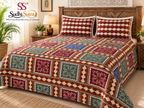 Sudhisutra Bagru Gold Hand Block Print King Size Cotton Bedsheet (108x108") with 2 Pillow Covers | Rajasthani Jaipuri Print