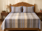 Warm Terracotta Stripe Bedsheet Set — Cotton, Double Bed
