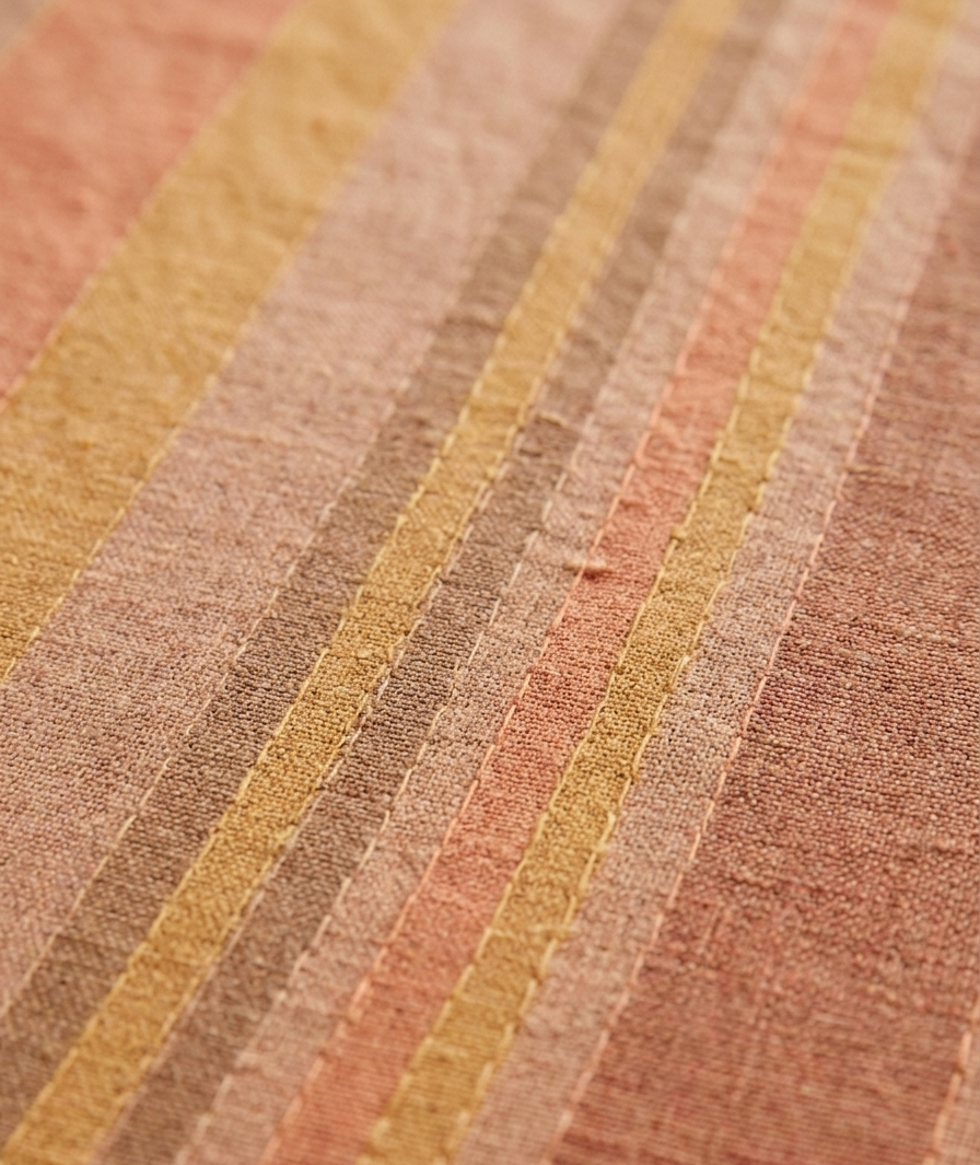 Warm Terracotta Stripe Bedsheet Set — Cotton, Double Bed