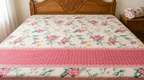 Floral Garden Lace Print Double Bedsheet with 2 Pillow Covers, Pink & White, 100% Cotton, King Size 108x108 Inches, 3-Piece Set