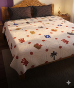 Traditional Handcrafted Geometric & Tribal Motif Patchwork Bedspread for Double/King Bed(108 * 108 inch)