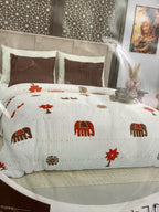Traditional Handcrafted Geometric & Tribal Motif Patchwork Bedspread for Double/King Bed(108 * 108 inch)