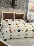 Traditional Handcrafted Geometric & Tribal Motif Patchwork Bedspread for Double/King Bed(108 * 108 inch)
