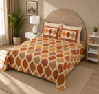 Terracotta & Marigold 100% Cotton Double Bedsheet with 2 Pillow Covers