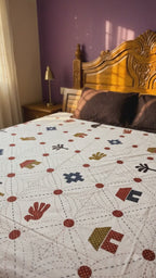 Traditional Handcrafted Geometric & Tribal Motif Patchwork Bedspread for Double/King Bed(108 * 108 inch)