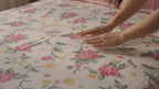 Floral Garden Lace Print Double Bedsheet with 2 Pillow Covers, Pink & White, 100% Cotton, King Size 108x108 Inches, 3-Piece Set